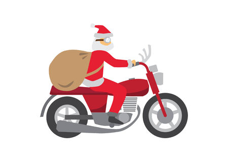 Santa Claus ride a Classic Motobikeのイラスト素材