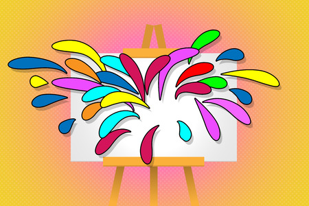 Art Stand with splash colorful from canvasのイラスト素材