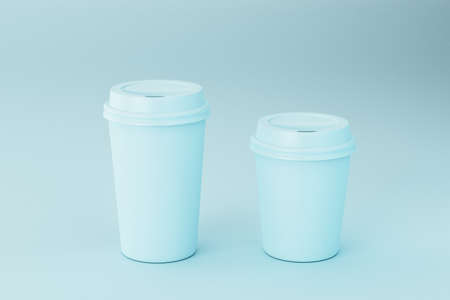 Paper coffee cup with lid mock-up 3d renderingの写真素材