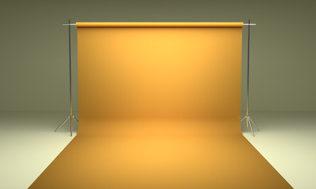 Empty photography studio background yellow template 3d renderの写真素材