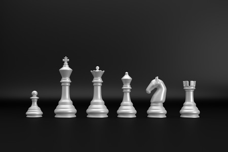 White chess pieces index on black backgrond 3d renderの写真素材