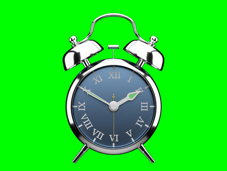 Vintage alarm clock roman number blue dial isolated 3d renderの写真素材