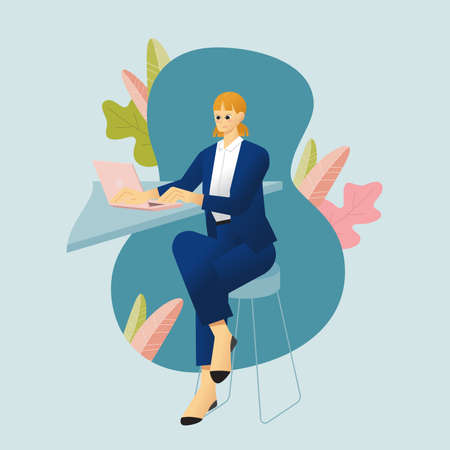 Business woman relax working in officeのイラスト素材