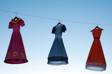 The North of Iceland suspended, clothes in Akureyriの写真素材