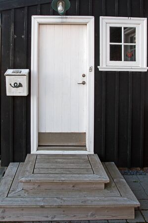 The west of Iceland entrance with letterbox, door and window in Stykkisholmur, in the north of...