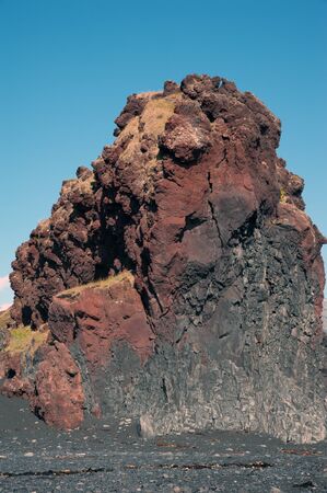 The west of Iceland, at the western end of the peninsula Sneifellsnes, overlooking the mineral rich lava, from the black beach of Djupalonssandur の写真素材