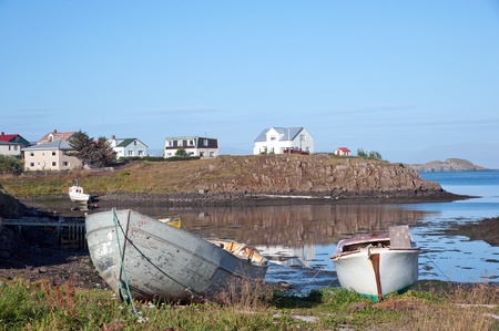 The West Island, overlooking the coast of the port city Stykkisholmur in the north of the Peninsula Sneifellsnes の写真素材