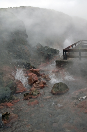 The north west of Iceland, in the largest hot spring in Europe, Deildartunguhver, bubbling springs of hot waterの写真素材
