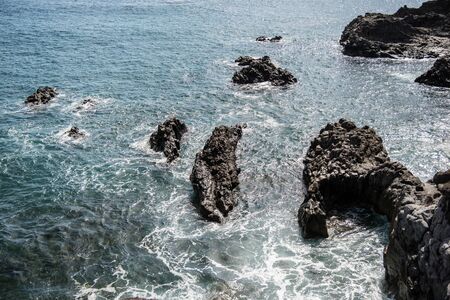 La Palma, 2013, cliffs at the southern tip to the volcanoes San Antonio and Teneguiaの写真素材