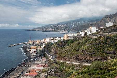 La Palma in 2013 - View from the Mirador del Carmen Barranco to the capital Santa Cruzの写真素材