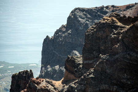 La Palma in 2013 - Caldera de Taburiente, view towards east from the Roque de los Muchachos on the Atlantic coastの写真素材