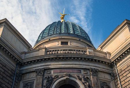 Called Dresden Art Academy, overlooking the main portal and the glass dome, also lemon squeezer statedのeditorial素材