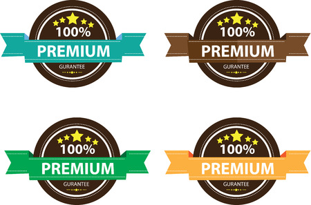 Illustration of a set of doodles hand drawn design vintage banners, labels, seal stamper, ribbons and awardsのイラスト素材