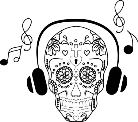 The ghost stripes skull. For use in art. vector skulls love songのイラスト素材