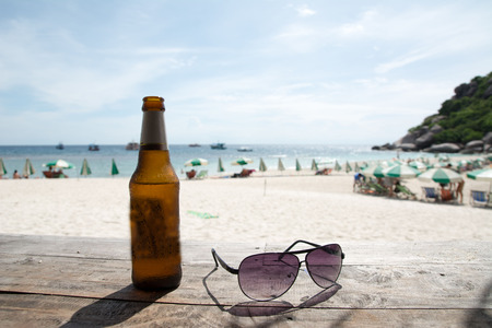 vacation on the sea sea beachsun glasses on a tropical beachの写真素材