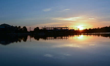 sunset on the riverの写真素材