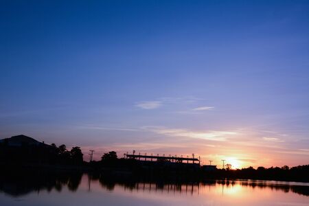 sunset on the riverの写真素材