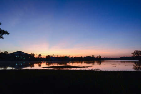 sunset and riverの写真素材