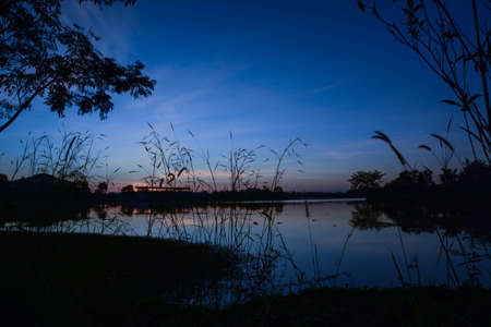 sunset and riverの写真素材