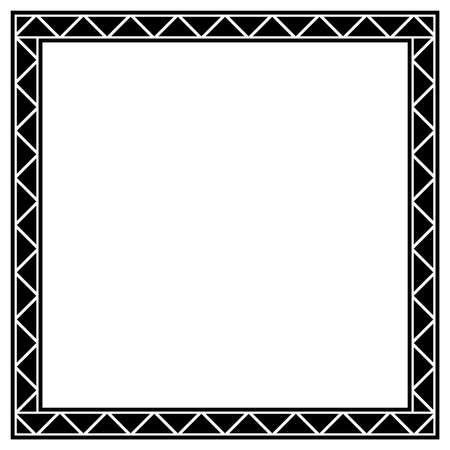 Abstract Aztec frame. Black square frames with tribal patterns. Vector Illustration. Classic border triangle template.のイラスト素材