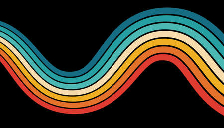 Abstract minimalist retro background with rounded stripe elements. Retro background lines 70s....