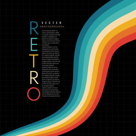 Abstract minimalist retro background with rounded stripe elements. Retro background lines 70s. Vector illustration.のイラスト素材