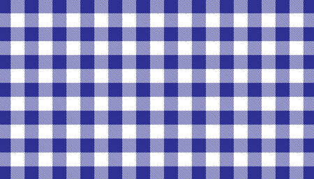 Blue tablecloth pattern background. Classic tartan plaid fabric texture. Food and drink concept....