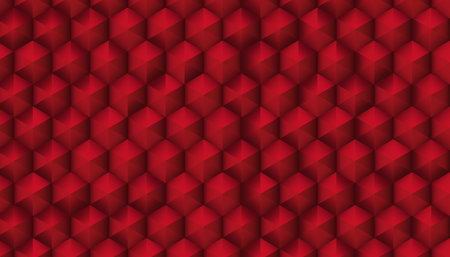Red hexagon pattern background. 3D dark red gradient octagon wallpaper. Vector illustration.のイラスト素材