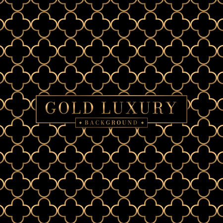 Gold elegant lattice pattern. Elegant golden mesh abstract background. Muslim wallpaper. Vector illustration.のイラスト素材