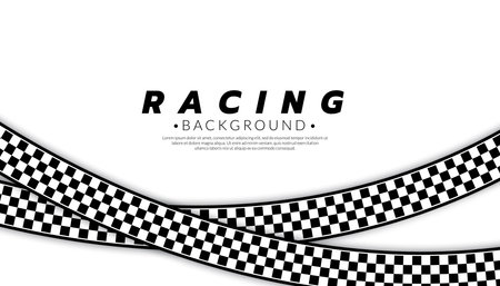 Abstract racing background. Checkered curve flag. Finish line banner vector.のイラスト素材