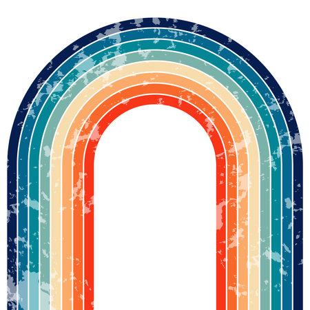 Abstract minimalist retro background with curve stripe elements. 70s lines background. Graphic vector flat design style.のイラスト素材