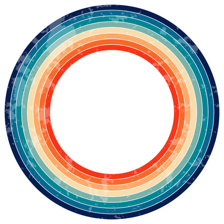 Abstract minimalist retro background with circle stripe elements. 70s lines background. Graphic vector flat design style.のイラスト素材