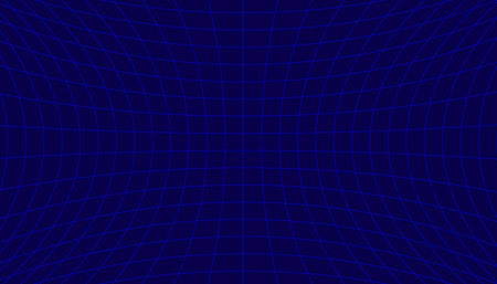 Abstract curved perspective grid on blue background. Graphic vector flat design style. 3d wireframe room concept.のイラスト素材