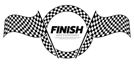 Race flag icon simple design race flag logo template. Circle checkered finish flag. Graphic vector flat design style.のイラスト素材