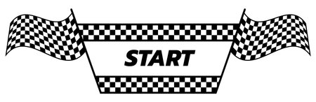 Race flag icon simple design race flag logo template. Circle checkered start flag. Graphic vector flat design style.のイラスト素材