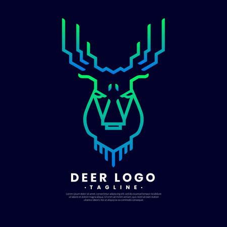 Deer logo modern design. Elegant style concept. Graphic vector flat design.のイラスト素材