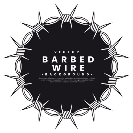 Barbed wire of border isolated on white background. Prison, Freedom, concept. Outline style. Vector illustration.のイラスト素材