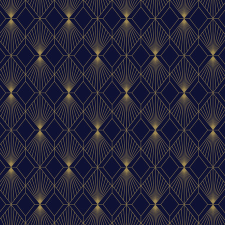 Elegant geometric gold pattern background with Art Deco style. This elegant and luxurious design is ideal for upscale projects and decor.のイラスト素材