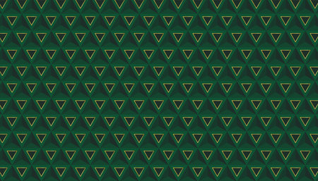 Elegant green and gold geometric triangle pattern. Vintage wallpaper ideas for designing fabric...