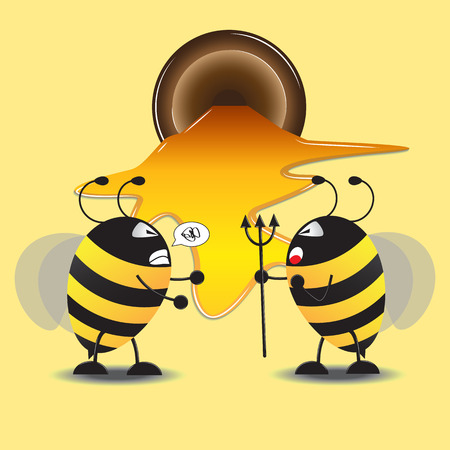 two bee fight for honeyのイラスト素材