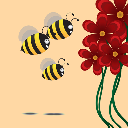 three bee swarm red flowerのイラスト素材