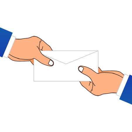 One Hand Giving A Envelope. Vector Illustrationのイラスト素材