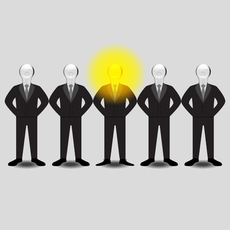 One In Many Businessman Have Bright Idea. Vector Illustrationのイラスト素材