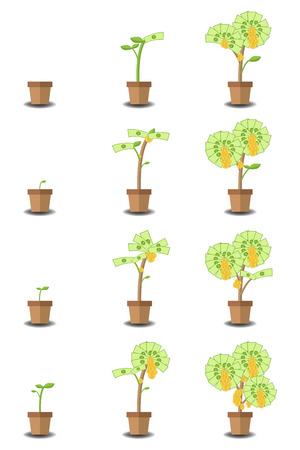 The Growth Of A Money Tree. Vector Illustrationのイラスト素材