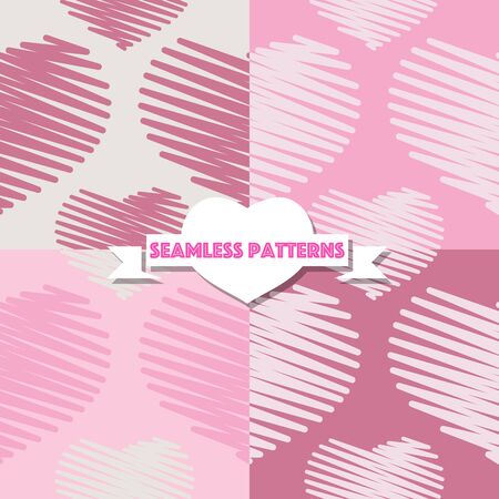 Heart Seamless Patterns. Illustrationのイラスト素材