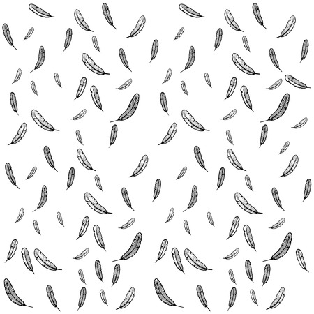 feather fall illustration vector. background isolated on white. pattern background. tattoo design. line art drawing. simple style.のイラスト素材