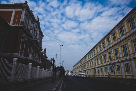 Old building architecture of the exterior facade of Ministry of Defence Thailand