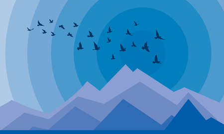 Flying birds silhouettes on white background. Vector illustration. isolated bird flying. tattoo and wallpaper background design. sky and cloud with fly bird.のイラスト素材