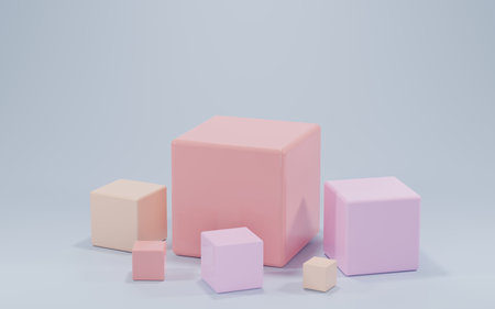 3d rendering display product abstract minimal scene with geometric podium platform. stand for cosmetic products. Stage showcase on pedestal 3d studio.の写真素材