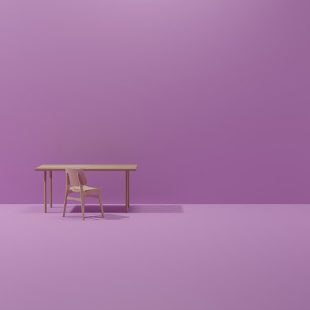 modern minimal table set with chairs. mock up minimal interior design concept with copy space 3d rendering 3d illustration.の写真素材